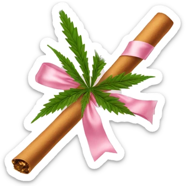 Rolled cbd blunt with light pink bow on it sticker