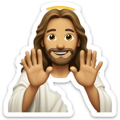 Jesus smiling with hands outstretched sticker