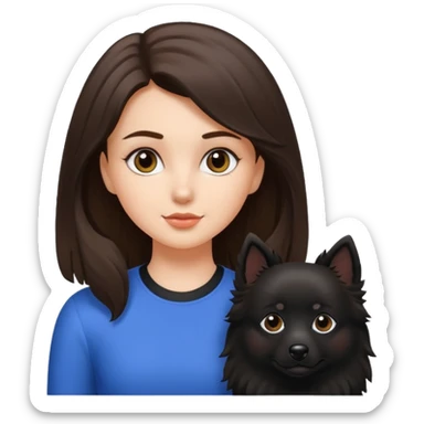 Black spitz with a white girl brunet  sticker