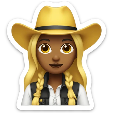 girl with black cowboy hat, default yellow skin sticker