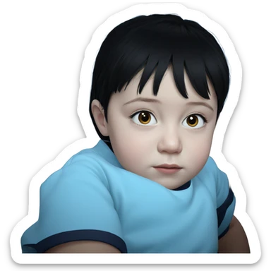 black-haired girl gazing forward sticker