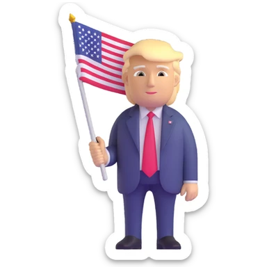 Donald Trump holding USA flag sticker