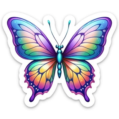 Iridescent butterfly with colorful shimmering wings sticker
