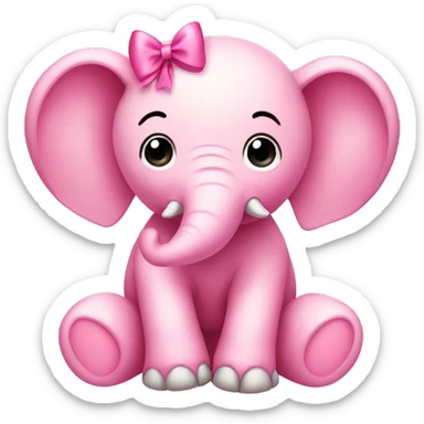 cute pink elephant with bows sticker