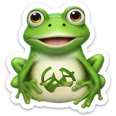 frog posing with two peace si sticker