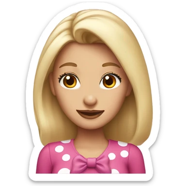 blonde woman with brown eyes wearing minnie mouse ears sticker