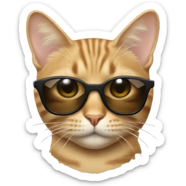 Tabby beige Cat with sunglasses sticker