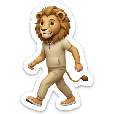 anthropomorphised lion in leisure wear walking upright sticker