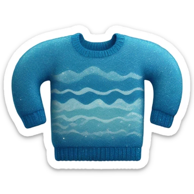 Knit blue sweater with wave glittery design sticker