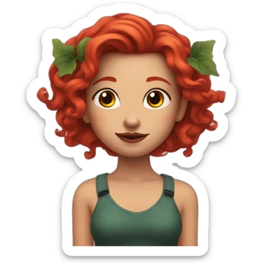 Girl with red hair and vine tattoo on shoulder sticker