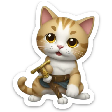 cat brandishing sword sticker