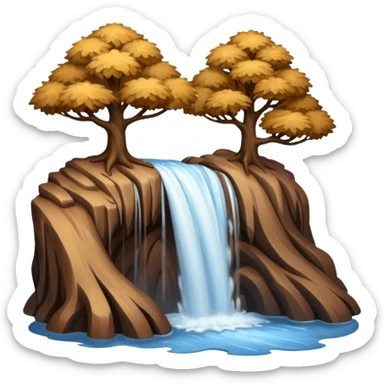brown trees waterfall sticker
