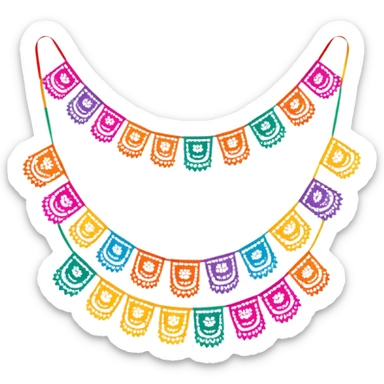 festive one garland of colorful mexican papel picado sticker