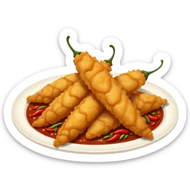 indonesian fried food with chili on the side of the plate sticker
