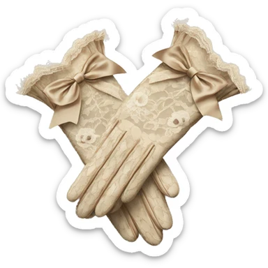 vintage rococo lace beige gloves with bows and frills sticker