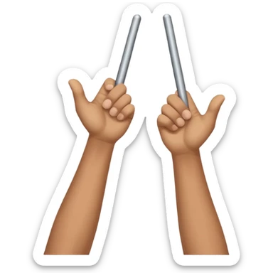 one hand above another hand holding imaginary pole with top hand looking like it’s moving up and down the pole sticker