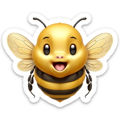 Cinematic Adorable Yawning Bee Portrait Emoji, Head tilted slightly with a dramatic, wide-open yawn, showcasing a tiny, fuzzy body with gently drooping wings and sleepy, half-closed eyes, Simplified yet irresistibly cute features, highly detailed, glowing with a soft, cozy golden glow, high shine, relaxed yet expressive, stylized with a dash of whimsical honey charm, soft glowing outline, capturing the essence of a drowsy bee that appears ready to stretch out for a nap! sticker