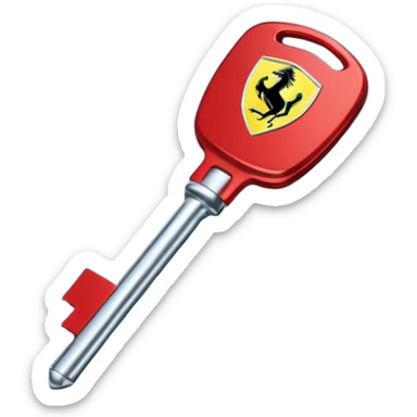 red Ferrari key with a blue background sticker