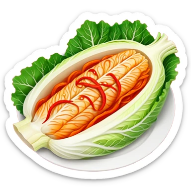 kimchi sliced napa cabbage fully marinated in bright red pepper paste, vibrant red, no face sticker