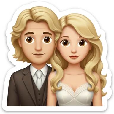 Cute married couple the lady has long wavy blonde hair and the man has brown short hair sticker