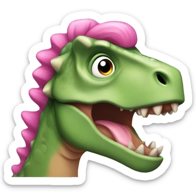 Dinosaur with pink hair sticker