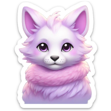 Kawaii cute colorful bright light pastel lilac-pink-white-gradient fantasy ethereal anthro fursona animal creature sticker