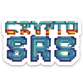 S.R CRYPTO text in retro gaming pixel font sticker