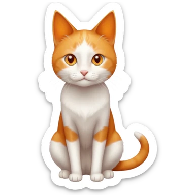 full body of tiny + skinny ginger and white cat with deep orange eyes and triangular shaped face sticker
