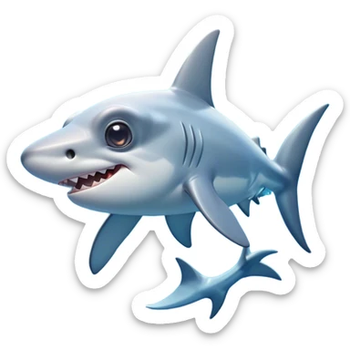 Cinematic Cute Hammerhead Shark Portrait Emoji, Head tilted playfully and inquisitively, with a charming, distinctive hammer-shaped head and wide, expressive eyes on either side, a sleek, smooth body accented by gentle fin curves, Simplified yet irresistibly adorable features, highly detailed, glowing with a soft, inviting ocean glow, high shine, affectionate and lively, stylized with a touch of whimsical marine charm, soft glowing outline, capturing the essence of a mischievous yet endearing hammerhead that seems as if it could swim out of the screen into your heart! sticker