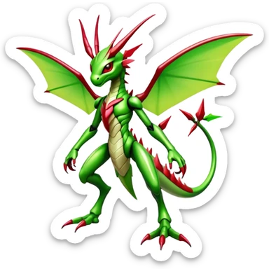  Cool Edgy Shiny Futuristic Ethereal Legendary Scizor-Digimon-Schyther-Flygon-hybrid full body sticker