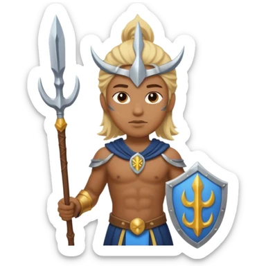 Mermaid with Trident – Warrior brown skin, blonde hair mermaid with weapon sticker