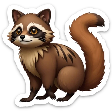 Modern Realistic Rare Fantasy Feline-Vernid-Tanuki-Trico-species by LiLaiRa full body sticker