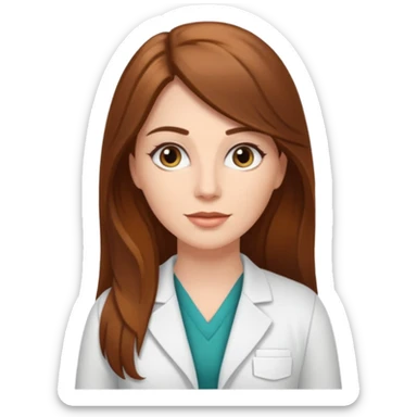 A white female therapist with long brown hair sticker