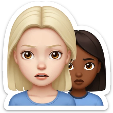 Envy - feeling of discontent at another's advantages or possessions - young plain girl looking angrily at a very pretty black girl  sticker