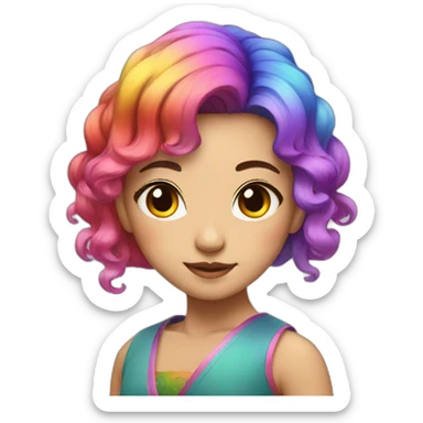 A beautiful Chinese with rainbow hair sticker