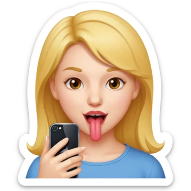 girl licking her iphone and smirking sticker