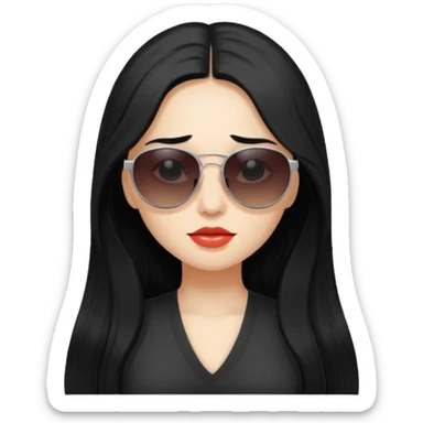 Girl with long black hair hitting a vape sunglasses hungover  sticker