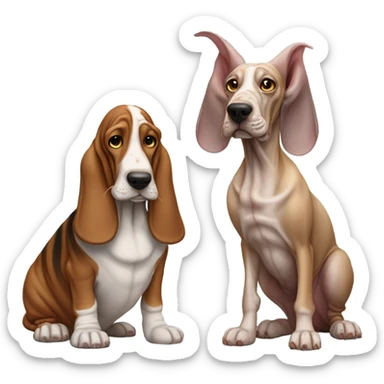 Basset hound and Sphynx cat sticker