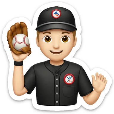 emoji de iOS de un umpire haciendo señal de strike en beisbol sticker
