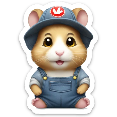 hamster in overalls and write in overalls "Nanxing" sticker