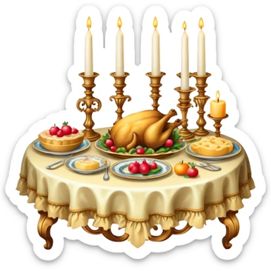 Table food rococo style with candles sticker