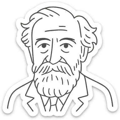 a hand drawn black outline portrait of philosopher Gaston Bachelard with similar-sized eyes based a famous portrait of him, with less messy hair sticker