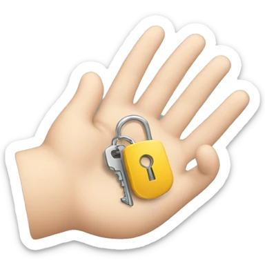 a curved hand with a key hovering over it sticker
