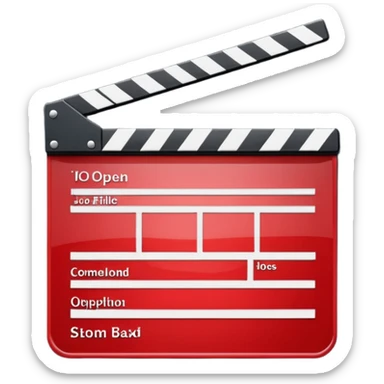 clapperboard red glossy with open top bar sticker