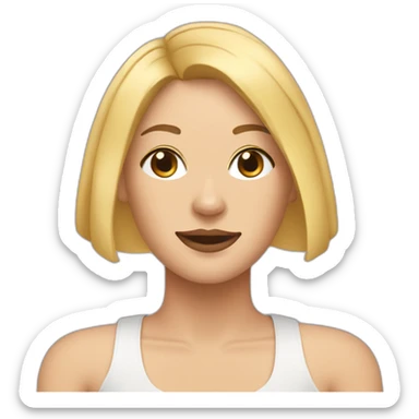 Blond lady with bob haircut sided by two pitbulls sticker