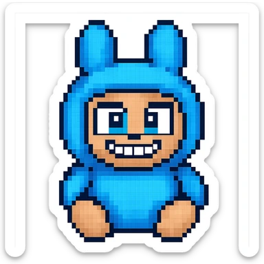 Isolate the blue bunny plushie from the image, preserving all original details and colors, with a transparent background. sticker