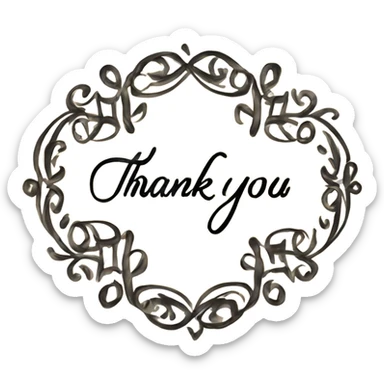 Beautiful handwritten  thank you  sticker