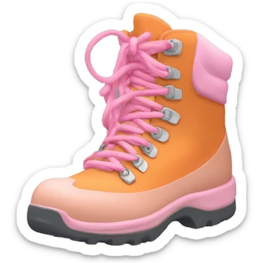 Pastel orange hiking boot with pink shoelaces  sticker