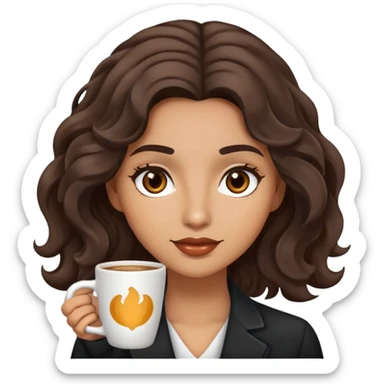 Light Olive skin woman with wavy espresso coloured hair and brown eyes sticker