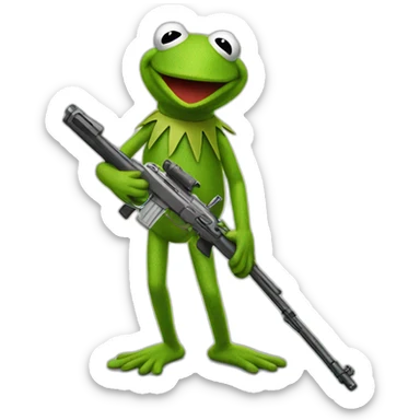 kermit the frog with a weapon sticker